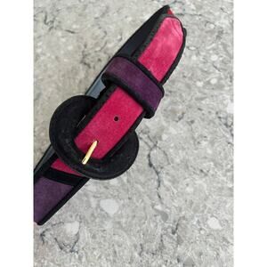 Vintage 80s Genuine Leather Belt Color Block Funky Artsy Size Small JL